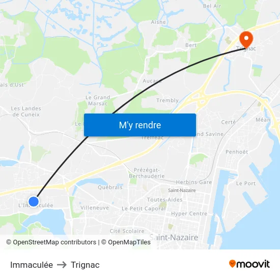 Immaculée to Trignac map