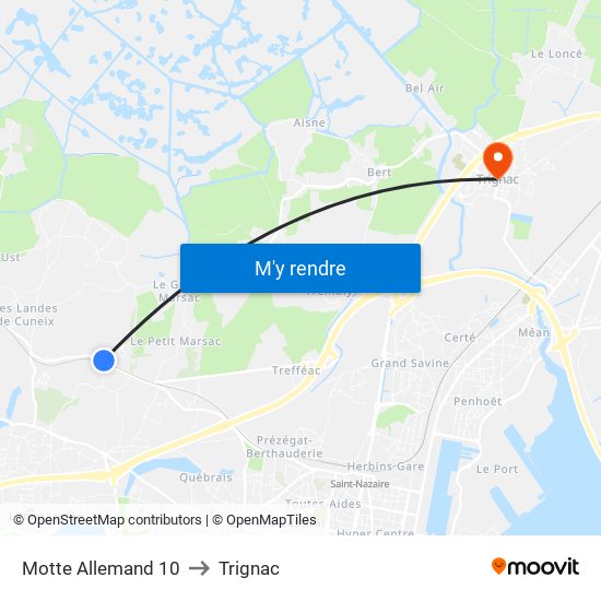 Motte Allemand 10 to Trignac map