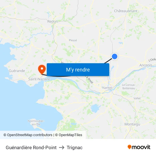 Guénardière Rond-Point to Trignac map
