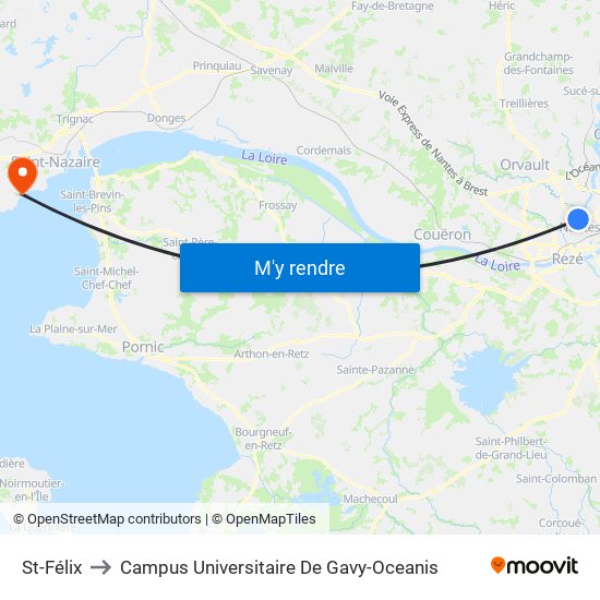 St-Félix to Campus Universitaire De Gavy-Oceanis map