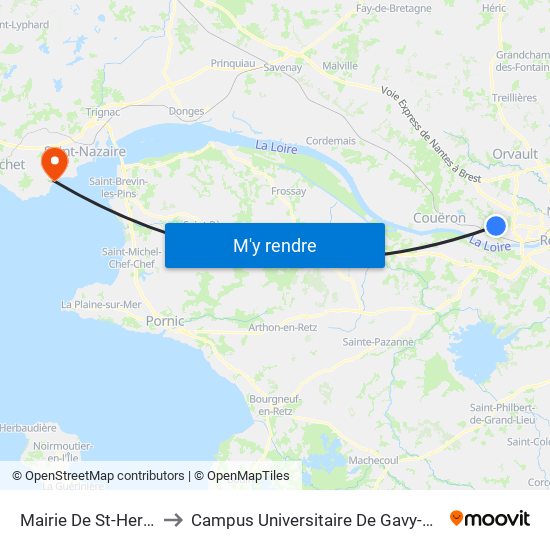 Mairie De St-Herblain to Campus Universitaire De Gavy-Oceanis map