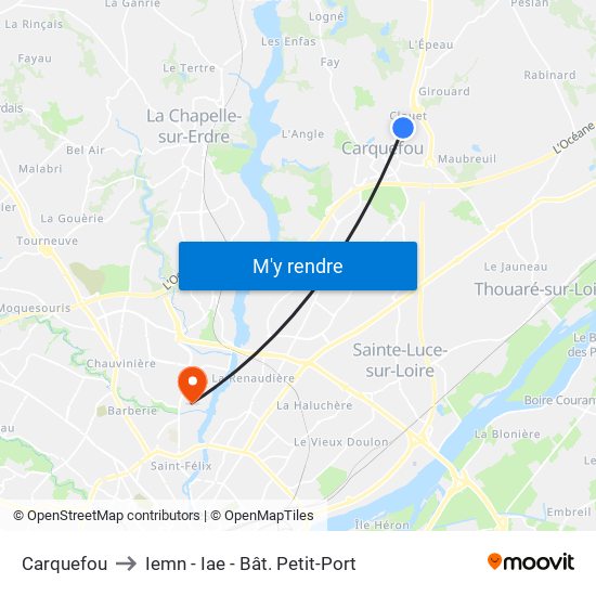 Carquefou to Iemn - Iae - Bât. Petit-Port map