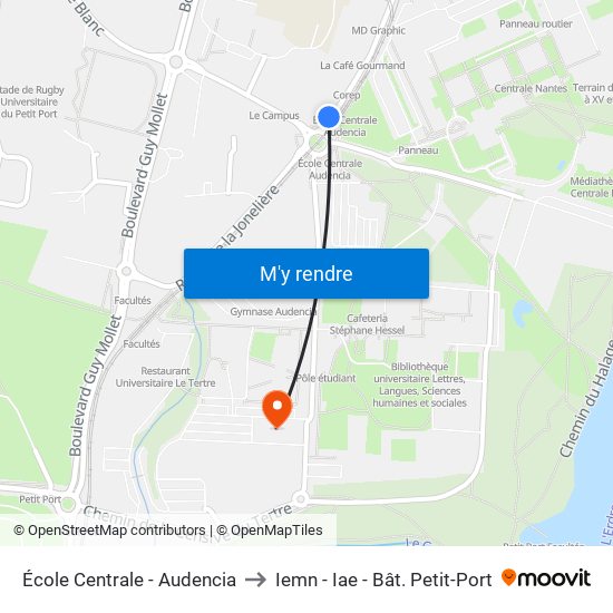 École Centrale - Audencia to Iemn - Iae - Bât. Petit-Port map