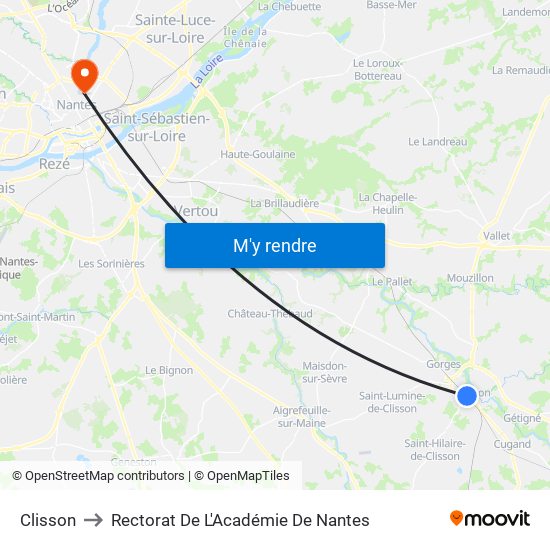 Clisson to Rectorat De L'Académie De Nantes map