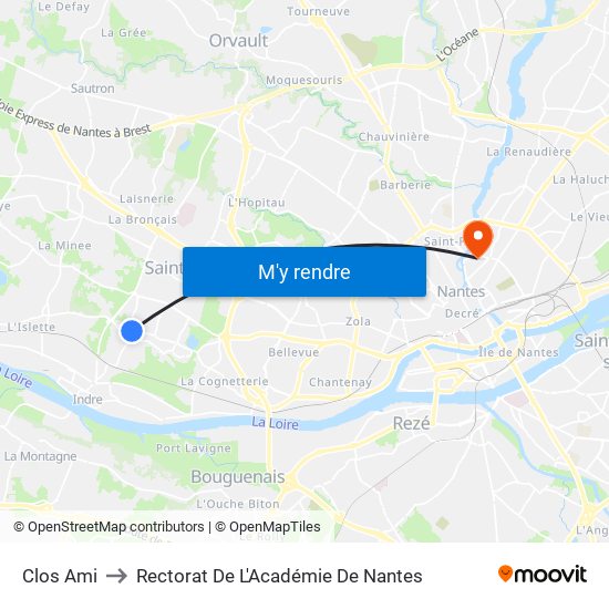 Clos Ami to Rectorat De L'Académie De Nantes map