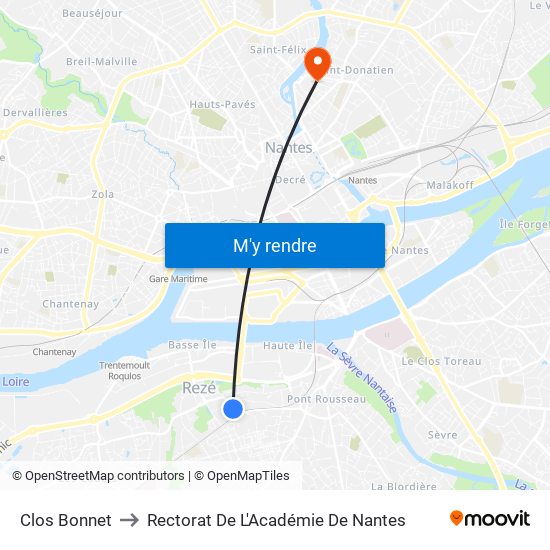 Clos Bonnet to Rectorat De L'Académie De Nantes map