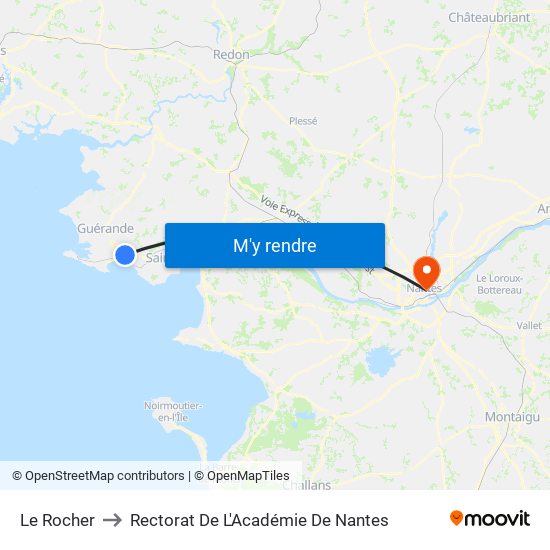 Le Rocher to Rectorat De L'Académie De Nantes map