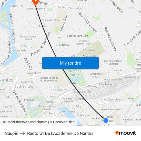 Saupin to Rectorat De L'Académie De Nantes map