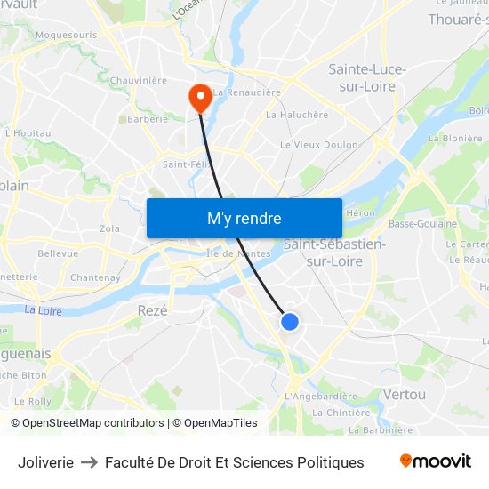 Joliverie to Faculté De Droit Et Sciences Politiques map