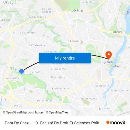 Pont De Chézine to Faculté De Droit Et Sciences Politiques map