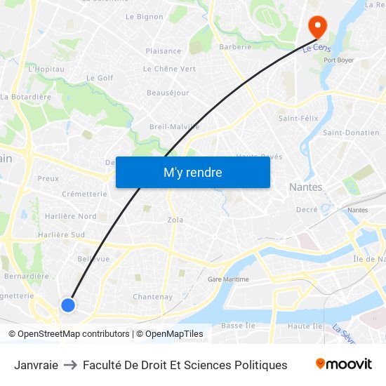 Janvraie to Faculté De Droit Et Sciences Politiques map