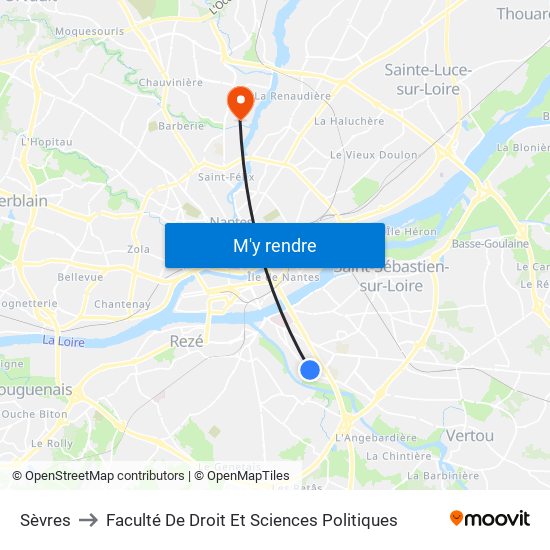 Sèvres to Faculté De Droit Et Sciences Politiques map