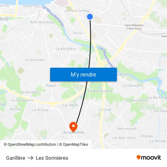 Garillère to Les Sorinières map