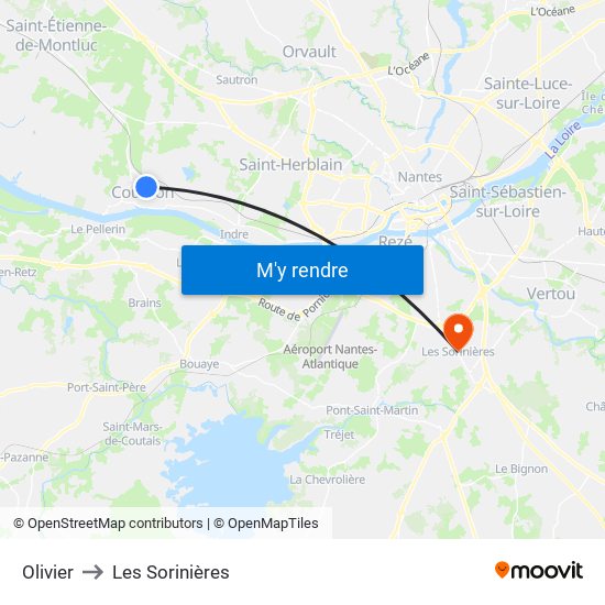 Olivier to Les Sorinières map