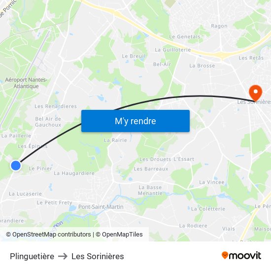 Plinguetière to Les Sorinières map