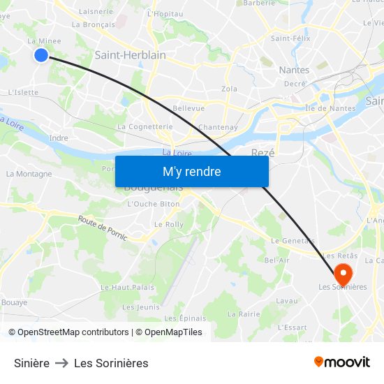 Sinière to Les Sorinières map