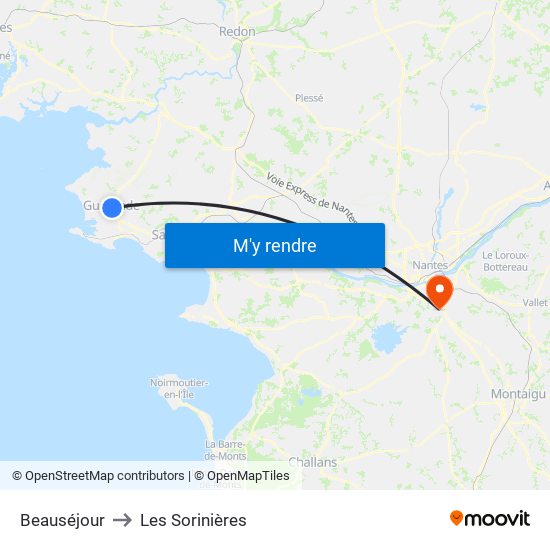 Beauséjour to Les Sorinières map
