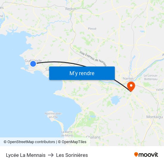 Lycée La Mennais to Les Sorinières map