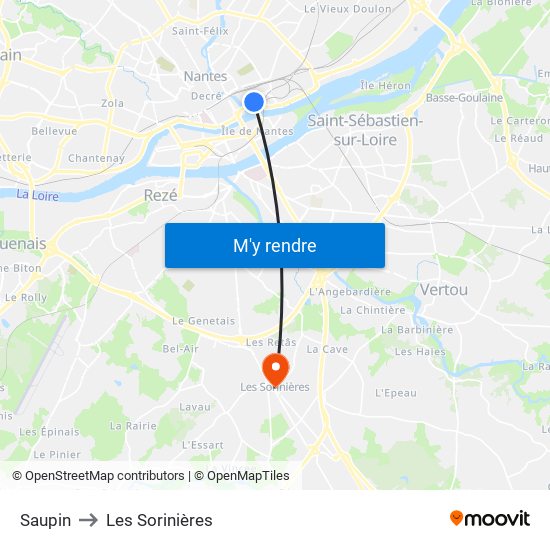 Saupin to Les Sorinières map
