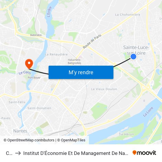 Coty to Institut D'Économie Et De Management De Nantes - Iae - Bâtiment Erdre map