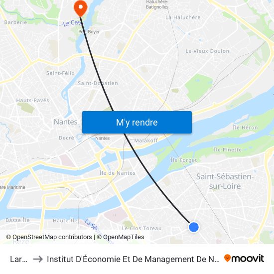 Largeau to Institut D'Économie Et De Management De Nantes - Iae - Bâtiment Erdre map