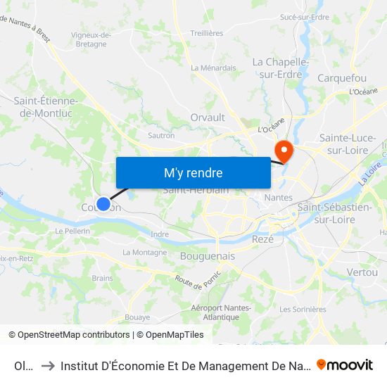 Olivier to Institut D'Économie Et De Management De Nantes - Iae - Bâtiment Erdre map