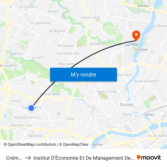 Crémetterie to Institut D'Économie Et De Management De Nantes - Iae - Bâtiment Erdre map