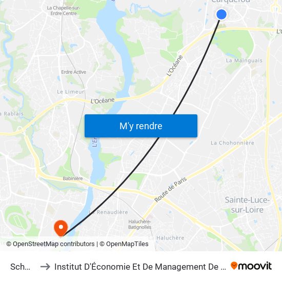 Schweitzer to Institut D'Économie Et De Management De Nantes - Iae - Bâtiment Erdre map