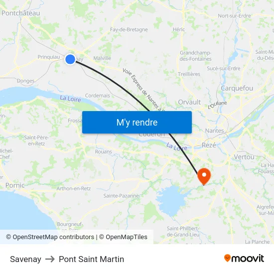 Savenay to Pont Saint Martin map