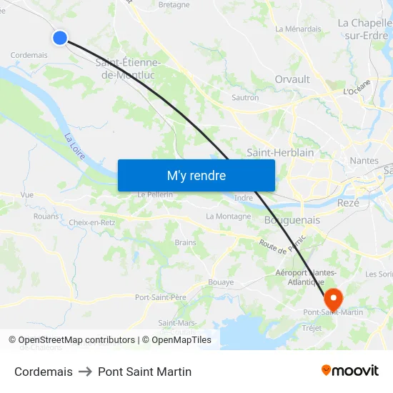 Cordemais to Pont Saint Martin map