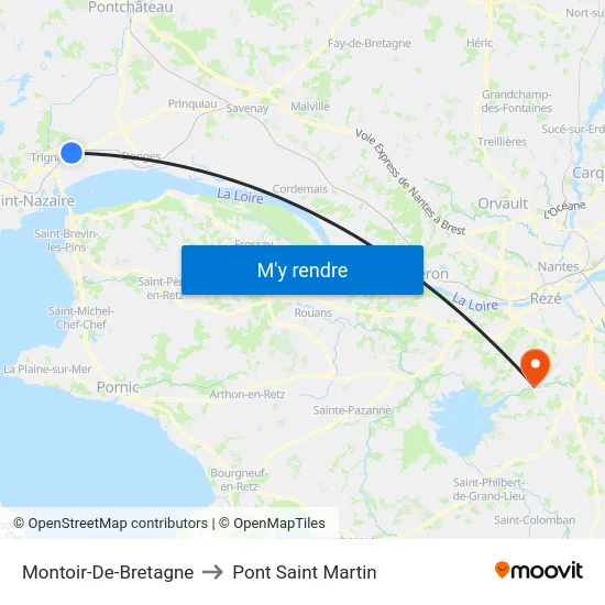 Montoir-De-Bretagne to Pont Saint Martin map