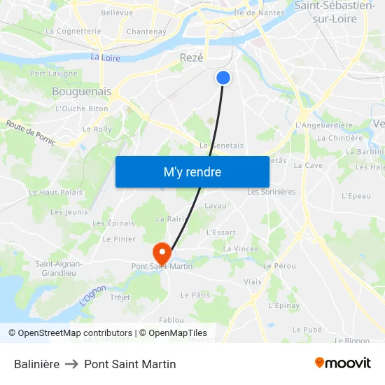Balinière to Pont Saint Martin map