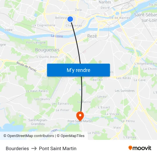 Bourderies to Pont Saint Martin map