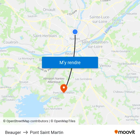 Beauger to Pont Saint Martin map