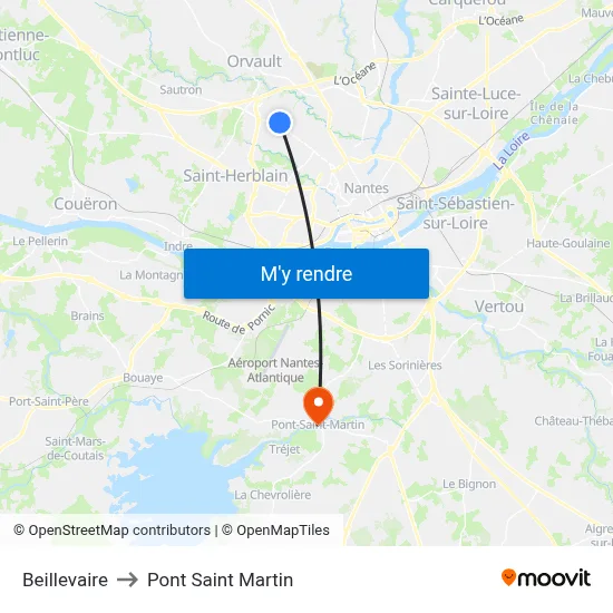 Beillevaire to Pont Saint Martin map