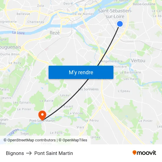 Bignons to Pont Saint Martin map