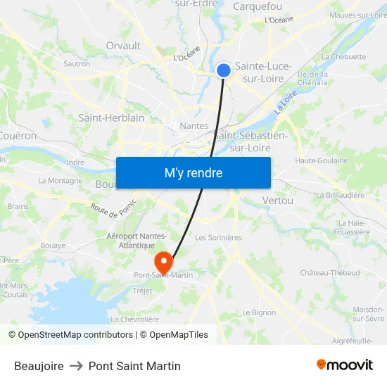 Beaujoire to Pont Saint Martin map