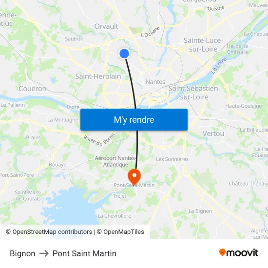 Bignon to Pont Saint Martin map
