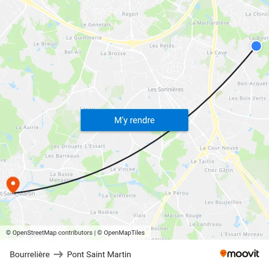 Bourrelière to Pont Saint Martin map