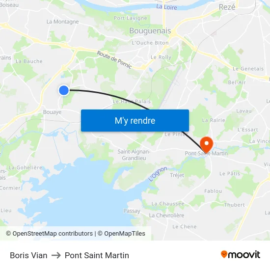 Boris Vian to Pont Saint Martin map