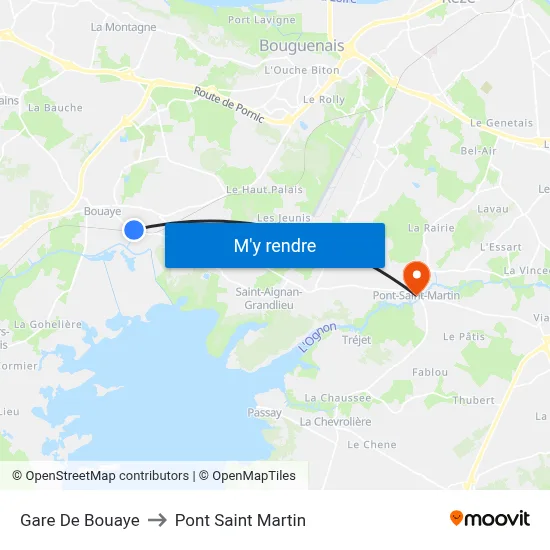 Gare De Bouaye to Pont Saint Martin map