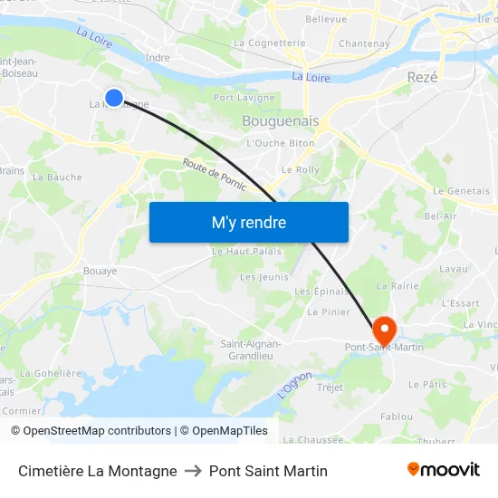 Cimetière La Montagne to Pont Saint Martin map