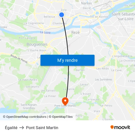 Égalité to Pont Saint Martin map