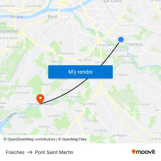Fraîches to Pont Saint Martin map