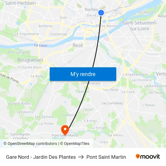 Gare Nord - Jardin Des Plantes to Pont Saint Martin map