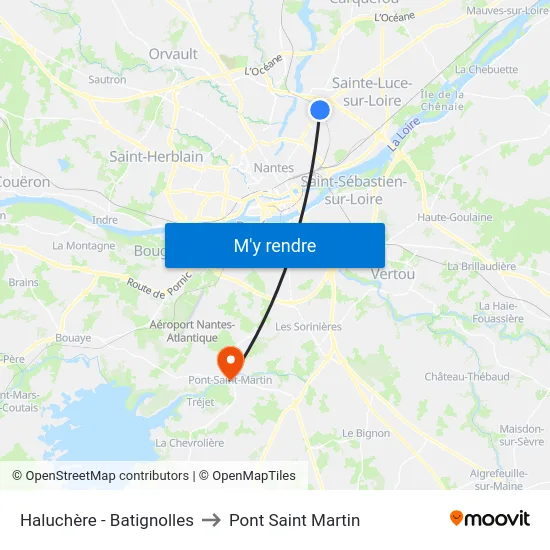 Haluchère - Batignolles to Pont Saint Martin map