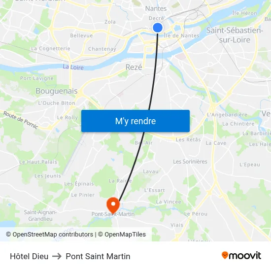 Hôtel Dieu to Pont Saint Martin map