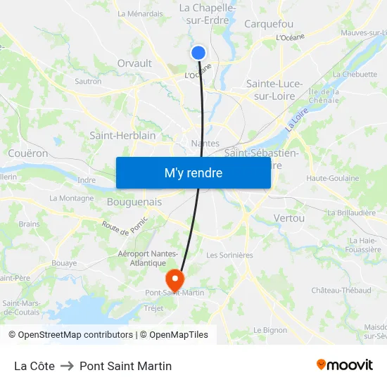 La Côte to Pont Saint Martin map