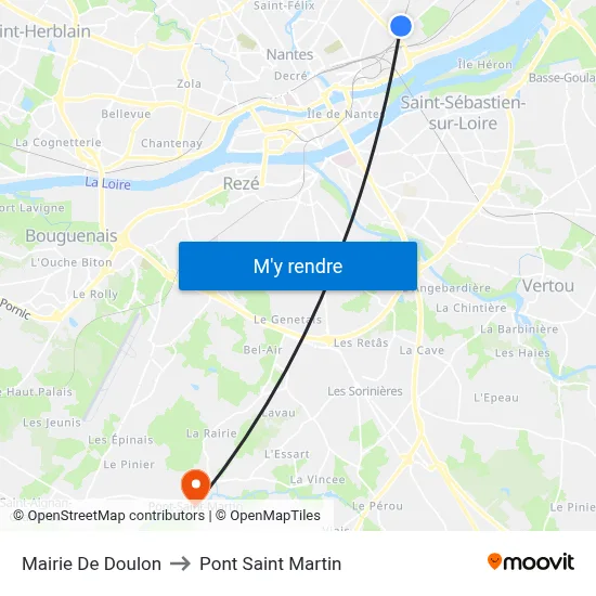 Mairie De Doulon to Pont Saint Martin map