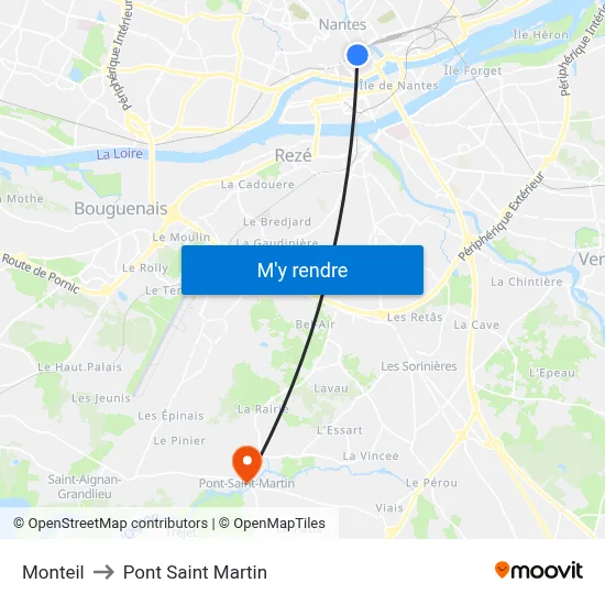 Monteil to Pont Saint Martin map
